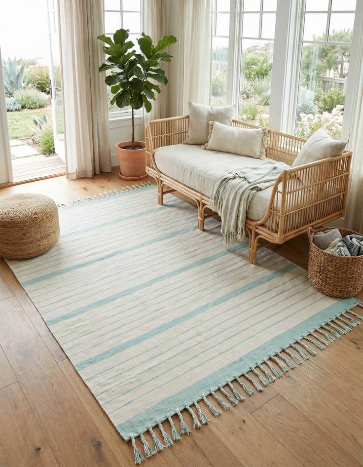 Detail image of 8' x 10'  Hand Woven Chindi Cotton Rug