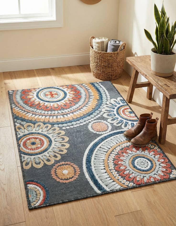 Detail image of 2' 2 x 3' Easy-Clean Botanical Indoor / Outdoor Rug