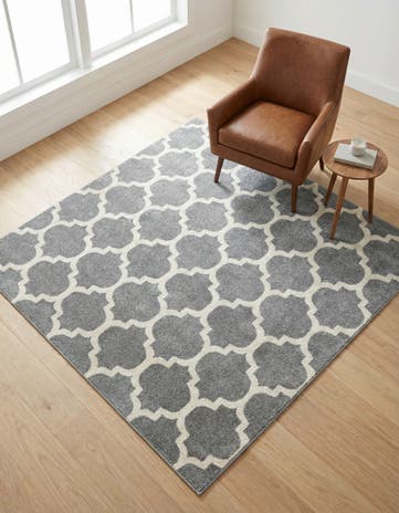 Dark Gray Lattice Square Rug