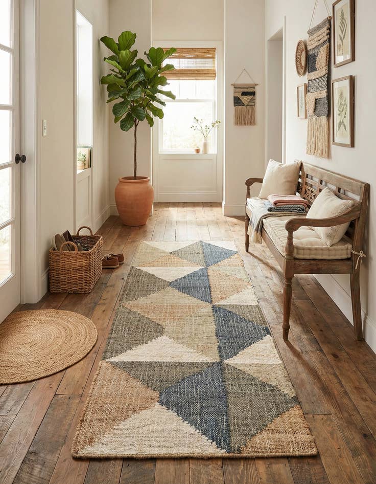 Detail image of 2' x 6' 1 Hand Woven Kala Handwoven Jute Runner Rug