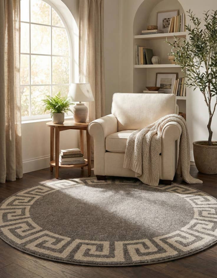 Detail image of 6' x 6' Greek Key Round Rug