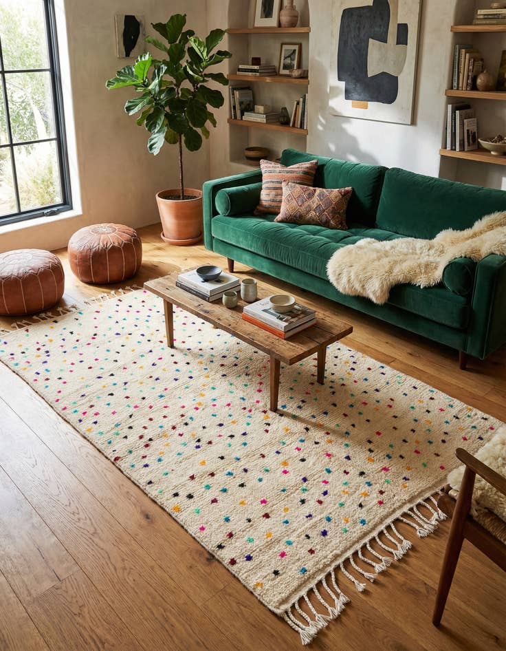 Detail image of 4' 8 x 8' Hand Knotted Moroccan Wool Rug