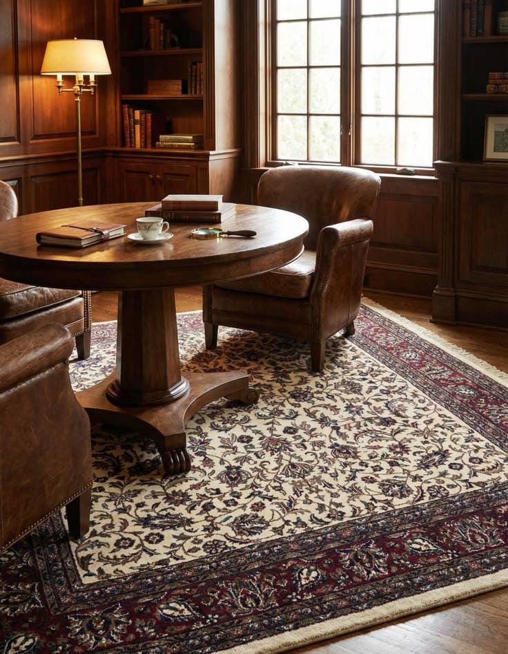 Detail image of 6' 2 x 7' 1 Hand Knotted Kashan Oriental Wool Square Rug