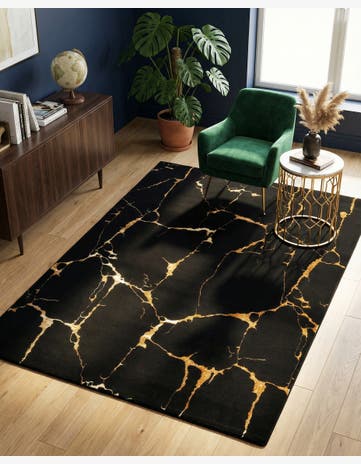 Black and Gold Vogue Geo Rug