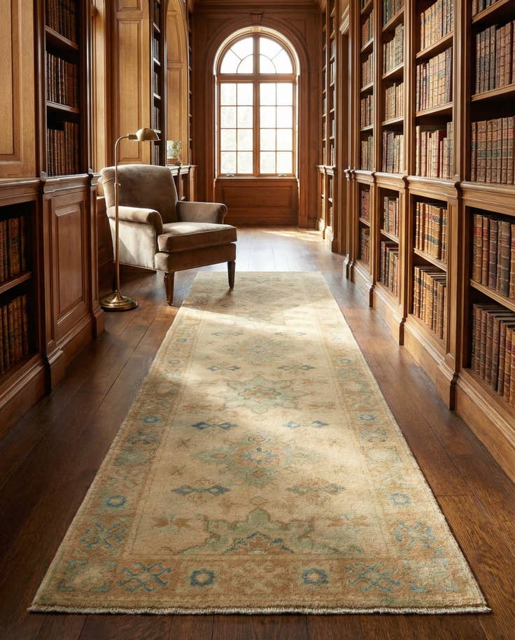 Detail image of 2' 9 x 9' 8 Hand Knotted Oushak Wool Runner Rug