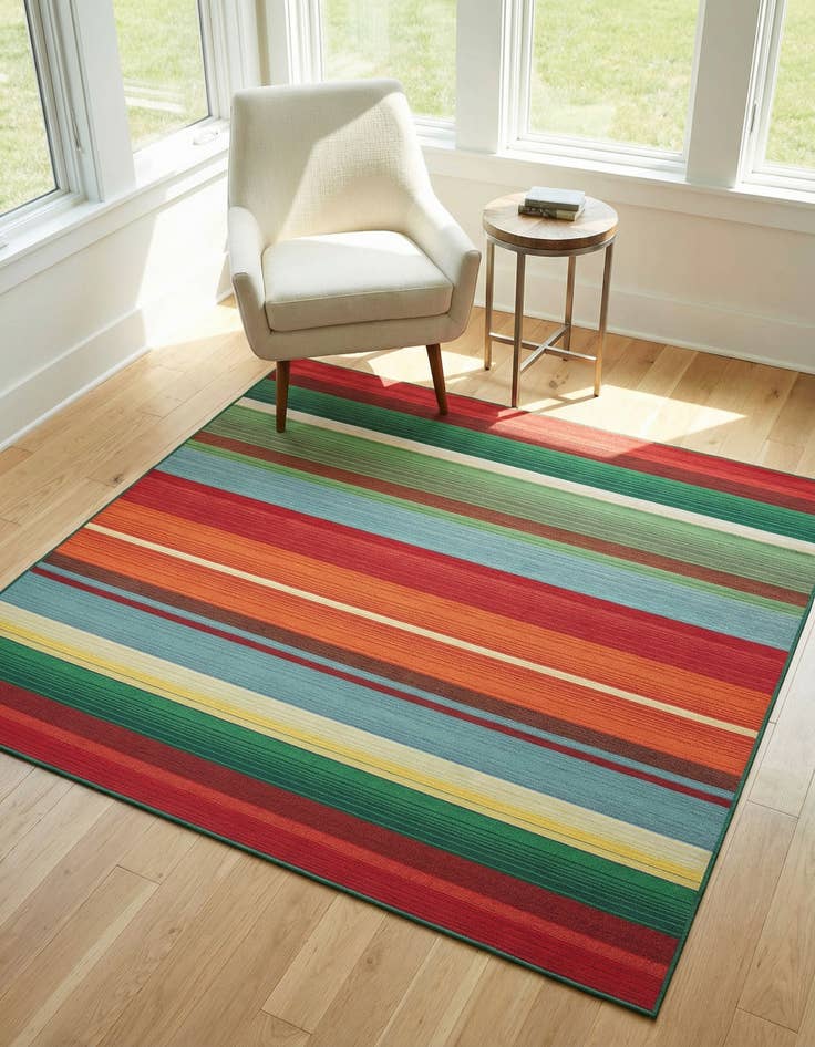 Detail image of 5' 3 x 5' 3 Washable Modern Indoor / Outdoor Square Rug