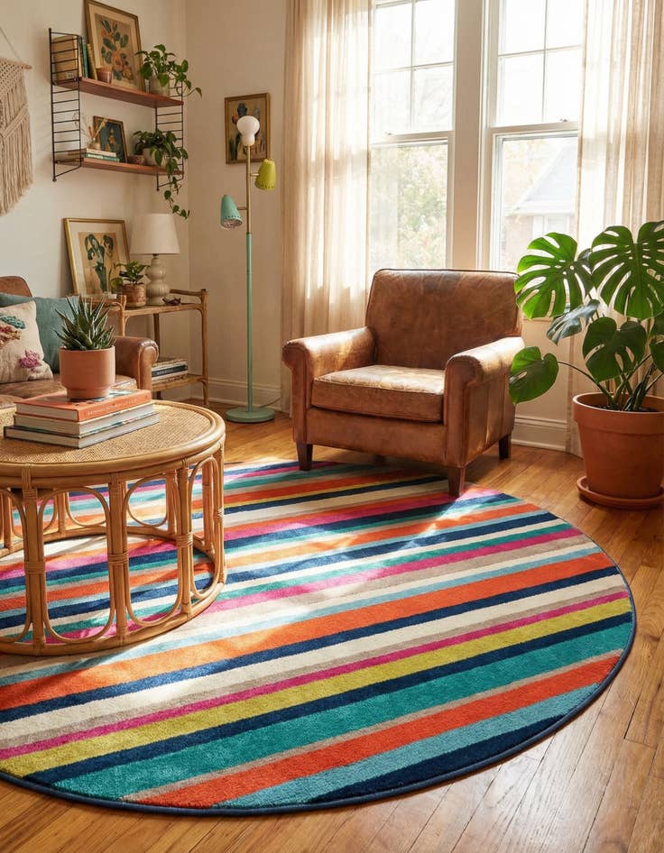 Detail image of 5' 3 x 5' 3 Azalea Round Rug