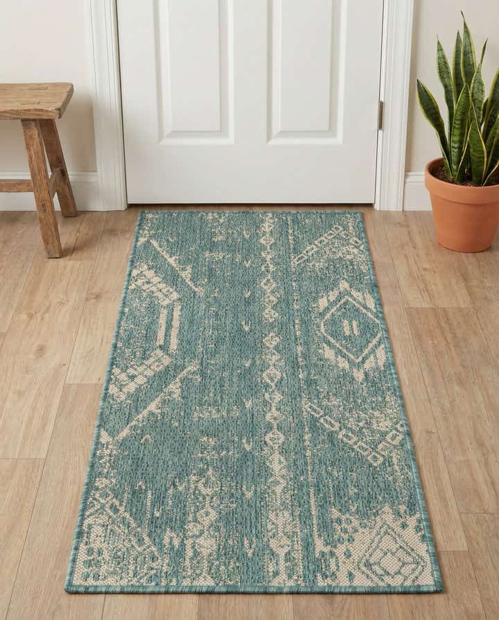 2' x 4' Easy-Clean Bohemian Indoor / Outdoor Runner Rug
