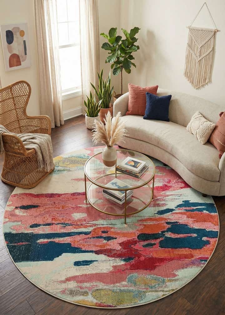 7' 10 x 7' 10 Washable Casablanca Round Rug