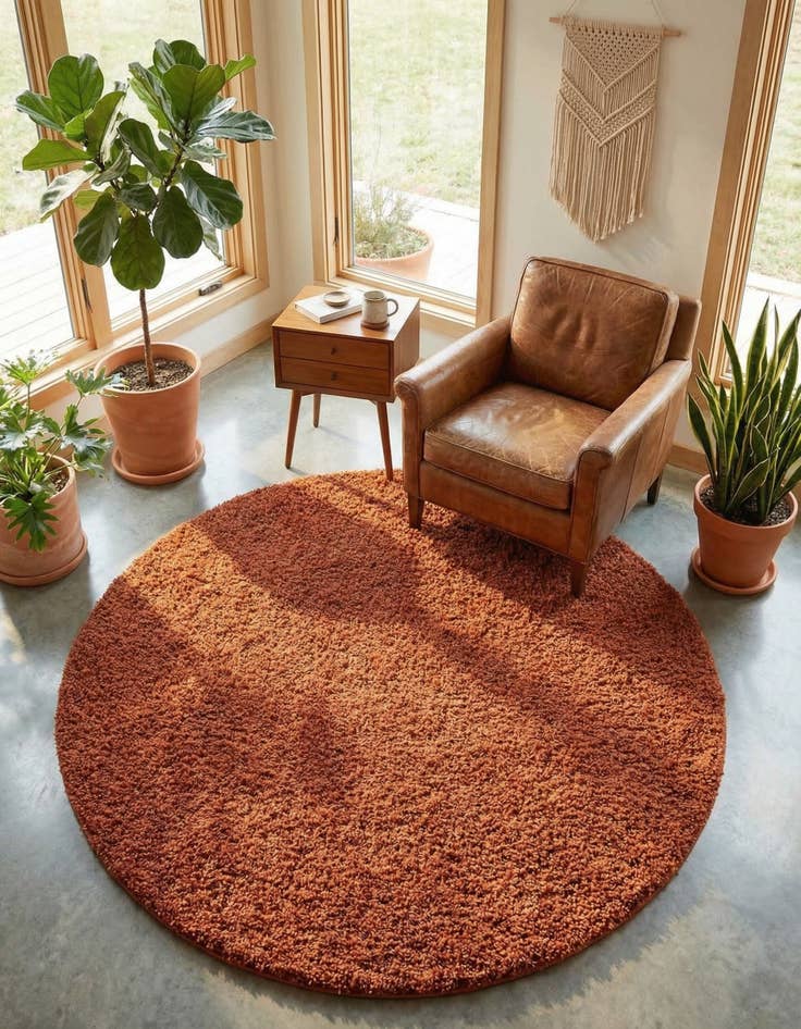 Detail image of 6' x 6' Solid Shag Round Rug