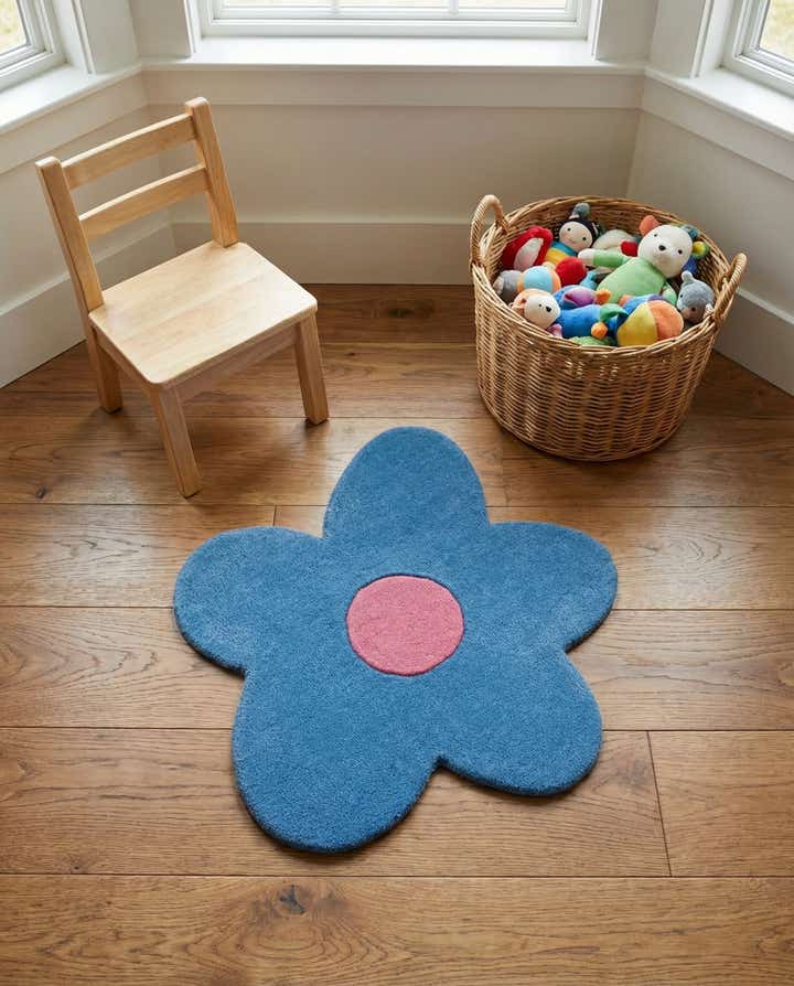 2' 2 x 2' 2 Happy Rugs Funky Flower Wool Round
