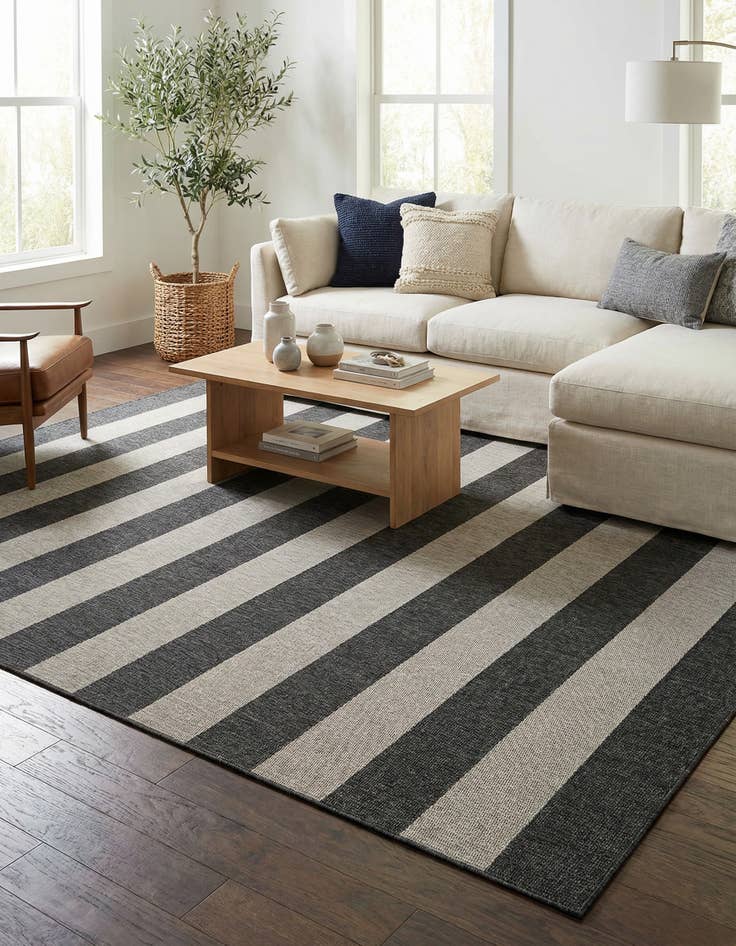 Detail image of 10' x 13'  Washable Striped Indoor / Outdoor Rug