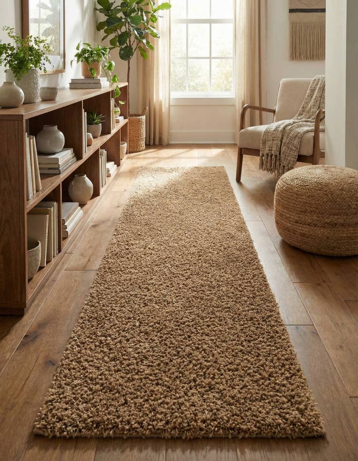 Detail image of 2' 7 x 10' Solid Shag Runner Rug