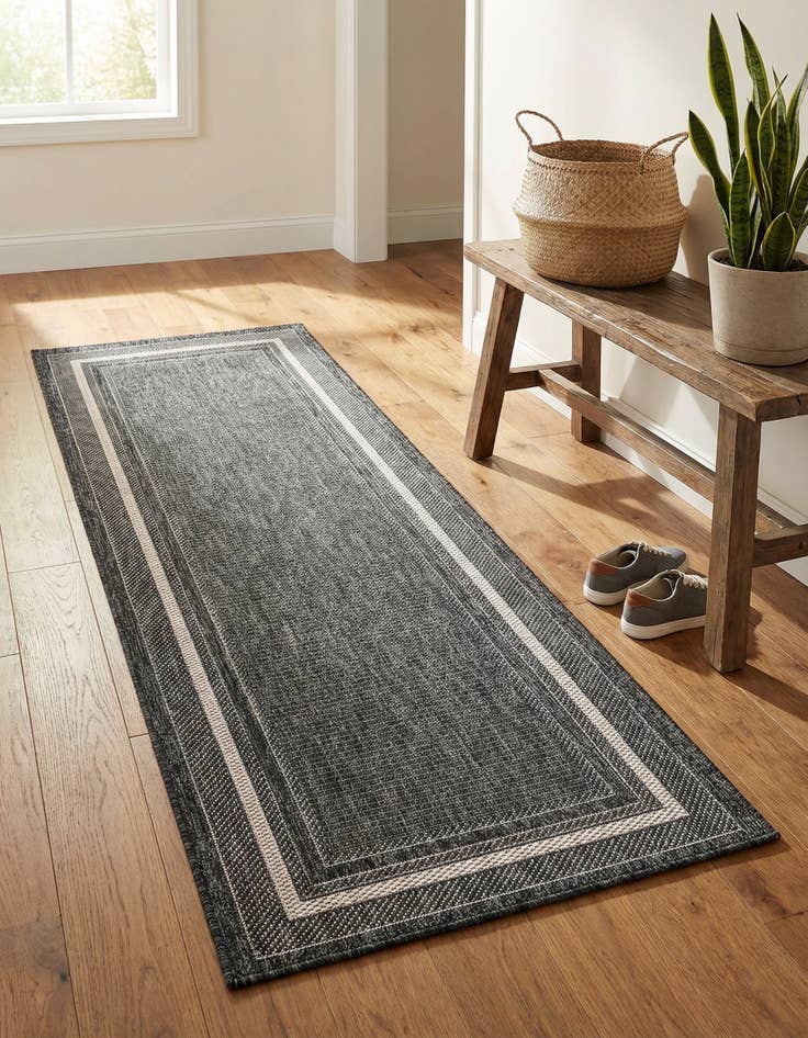 Detail image of 2' x 6' Easy-Clean Border Indoor / Outdoor Runner Rug