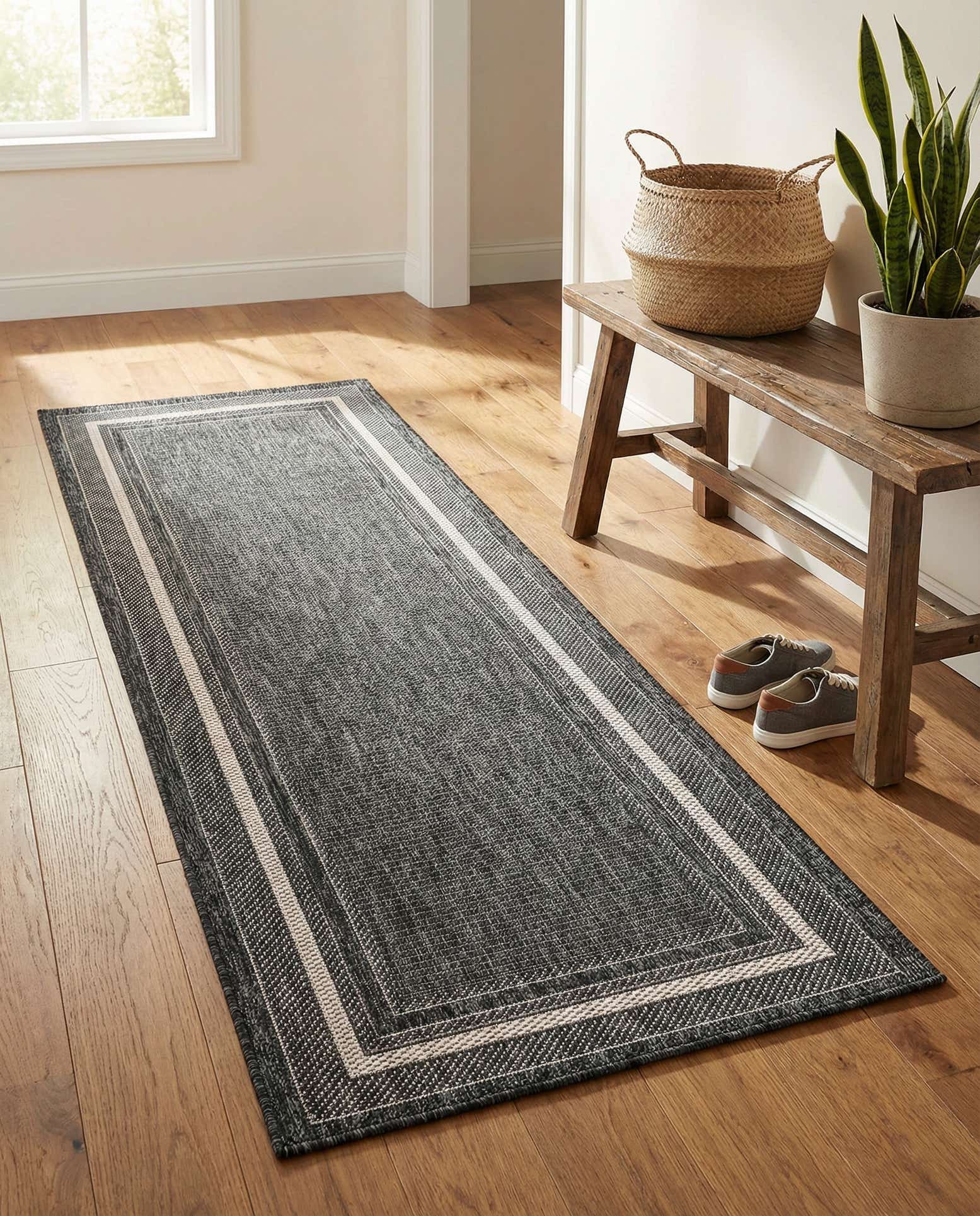 2' x 6' Easy-Clean Border Indoor / Outdoor Runner Rug