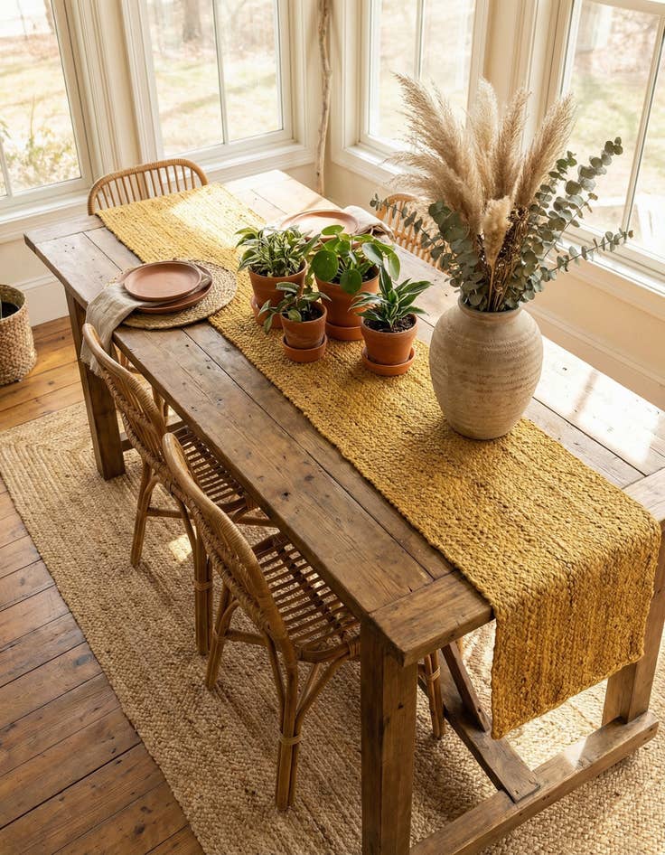 Detail image of 1' 2 x 10'  Hand Braided Jute Table Runner Rug