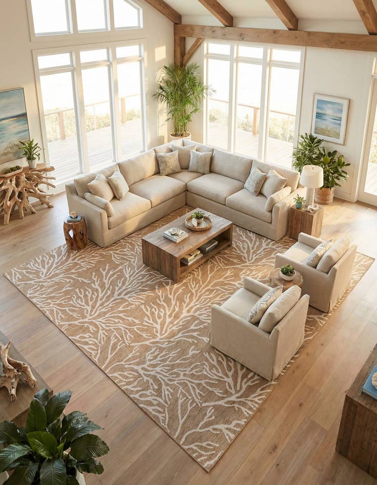 Detail image of 13' x 13' Easy-Clean Coastal Indoor / Outdoor Square Rug