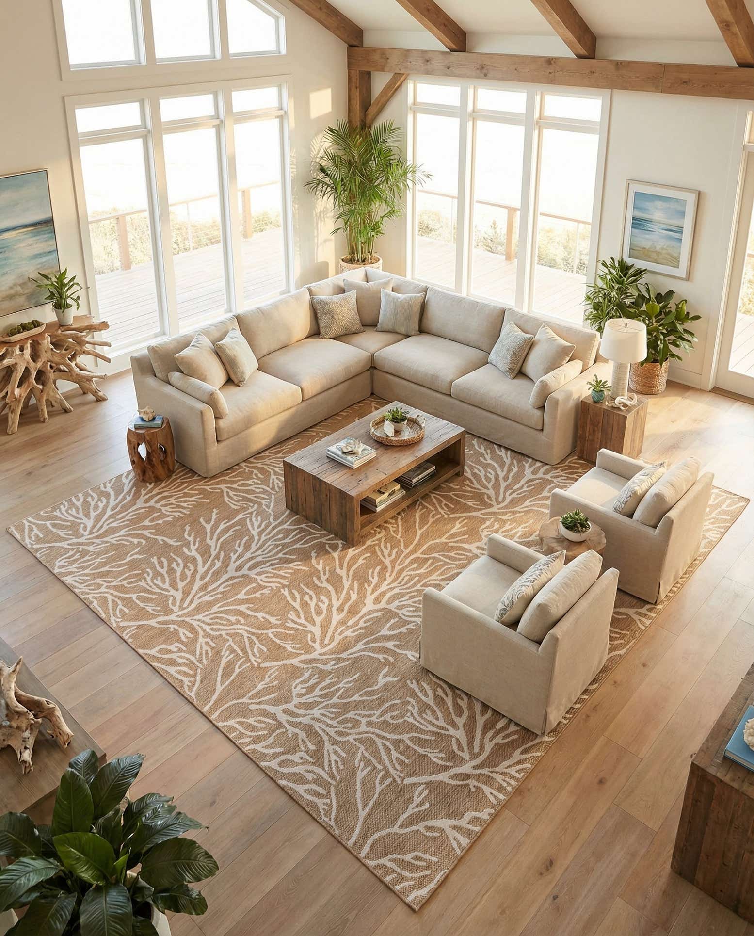13' x 13' Easy-Clean Coastal Indoor / Outdoor Square Rug