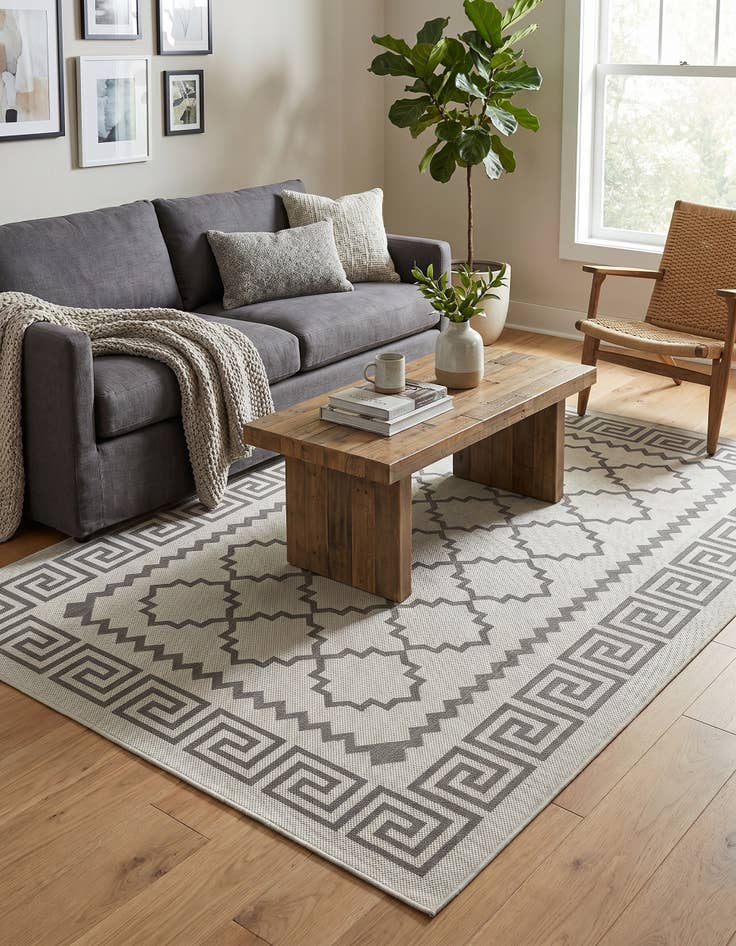 Detail image of 5' 3 x 8' Easy-Clean Lattice Indoor / Outdoor Rug