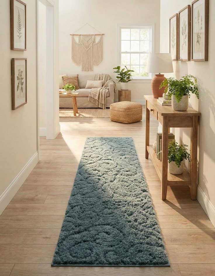 Detail image of 2' 7 x 10' Floral Shag Runner Rug