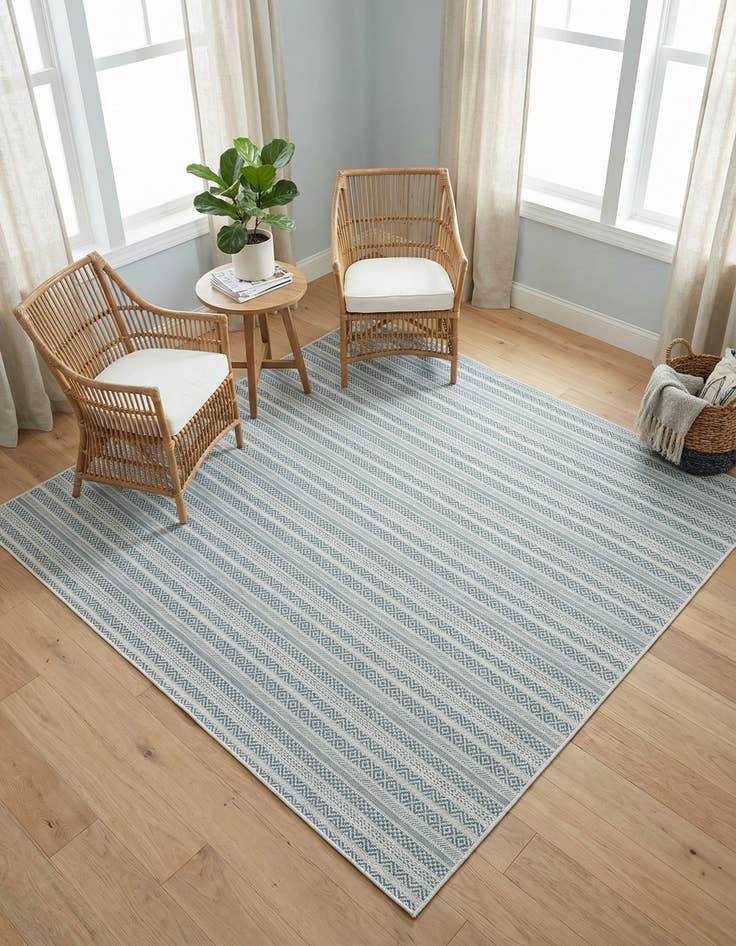 Detail image of 7' 10 x 7' 10  Washable Striped Indoor / Outdoor Square Rug