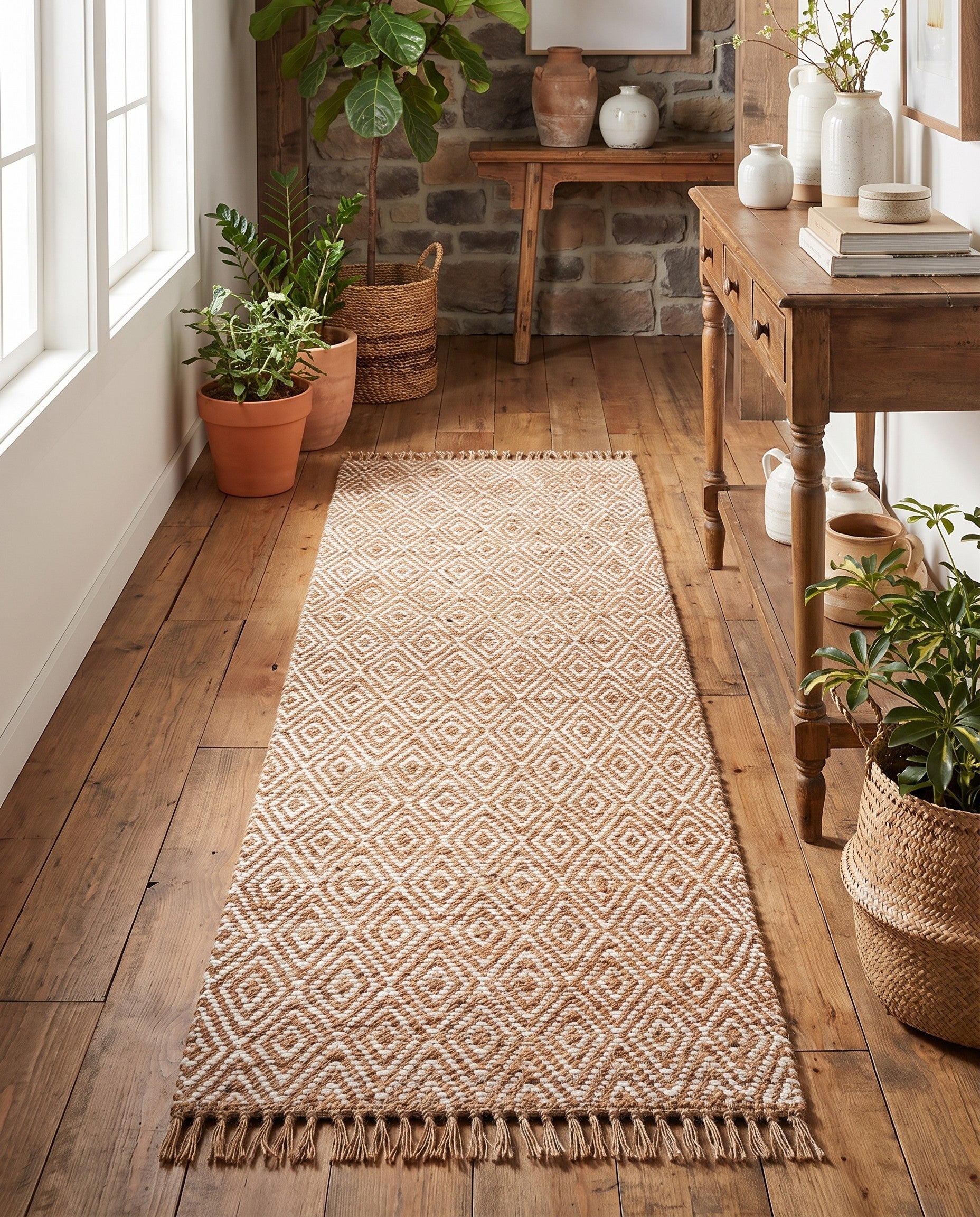 2' 8 x 9' 2 Hand Woven Braided Jute Runner Rug