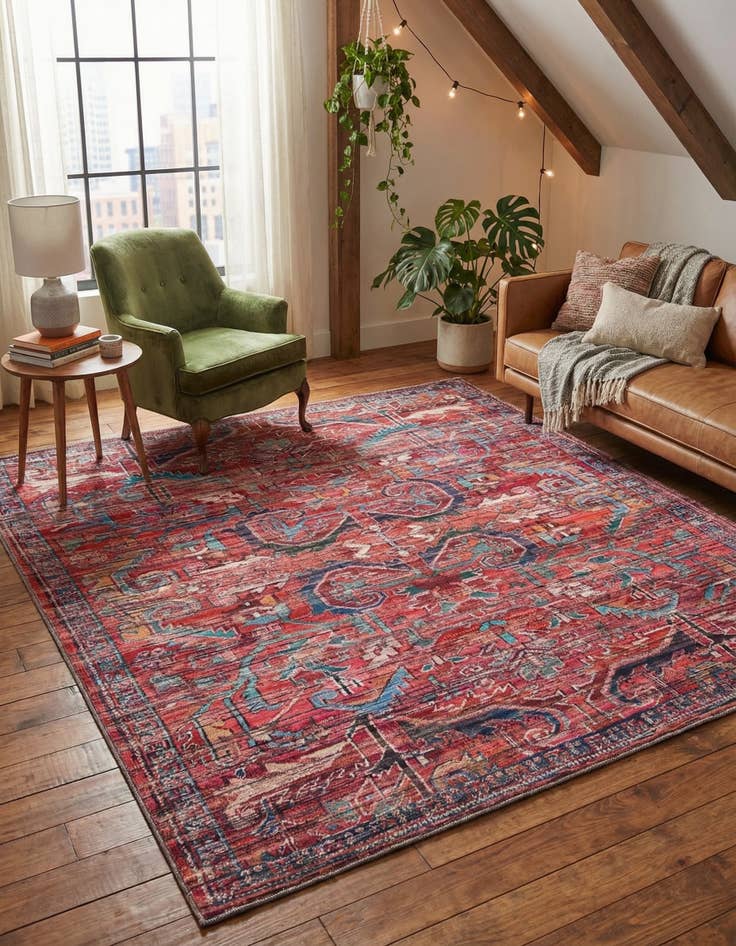 Detail image of 7' 10 x 7' 10 Washable Maahru Square Rug