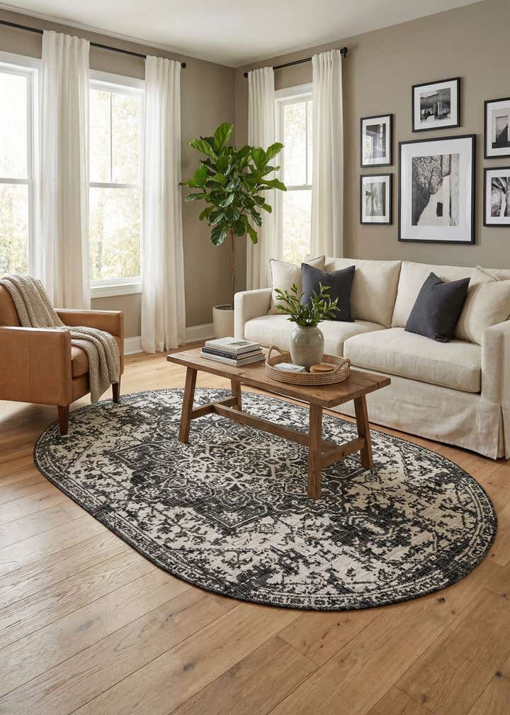 5' 3 x 8' Easy-Clean Jill Zarin Dubai Indoor / Outdoor Oval Rug