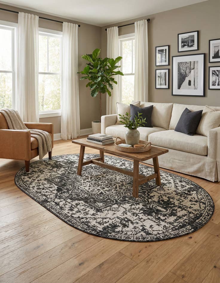 Detail image of 5' 3 x 8'  Washable Jill Zarin Dubai Indoor / Outdoor Oval Rug