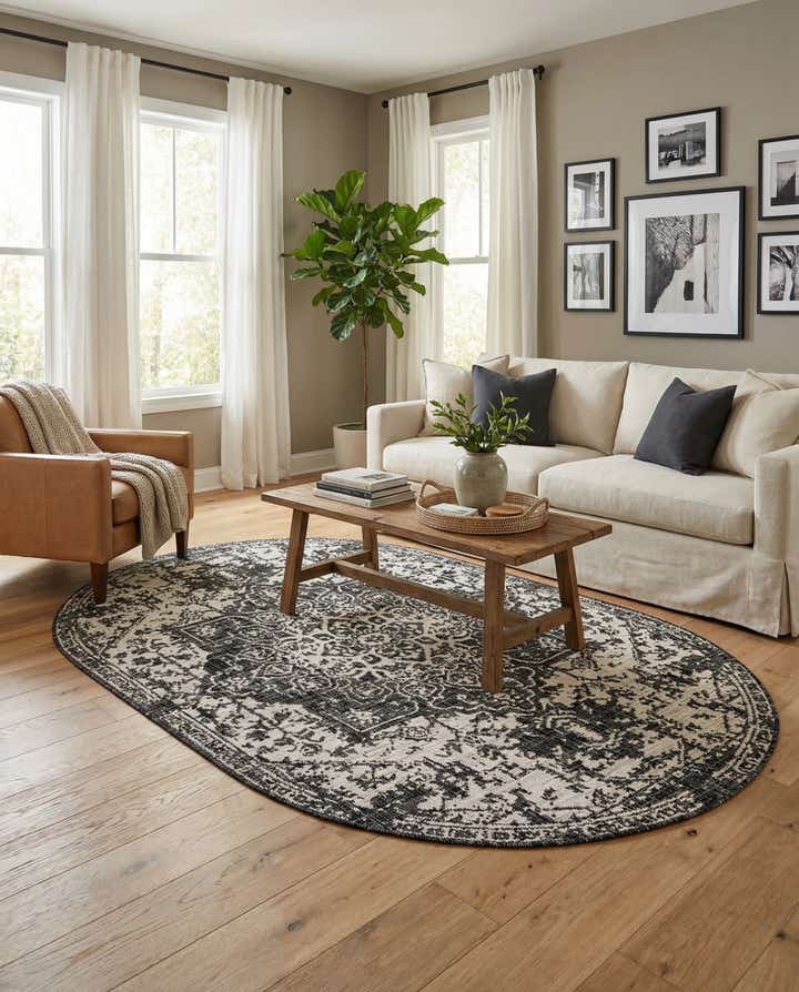 5' 3 x 8' Easy-Clean Jill Zarin Dubai Indoor / Outdoor Oval Rug
