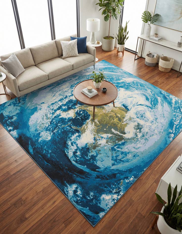 Detail image of 10' x 10'  Washable Modern Indoor / Outdoor Square Rug