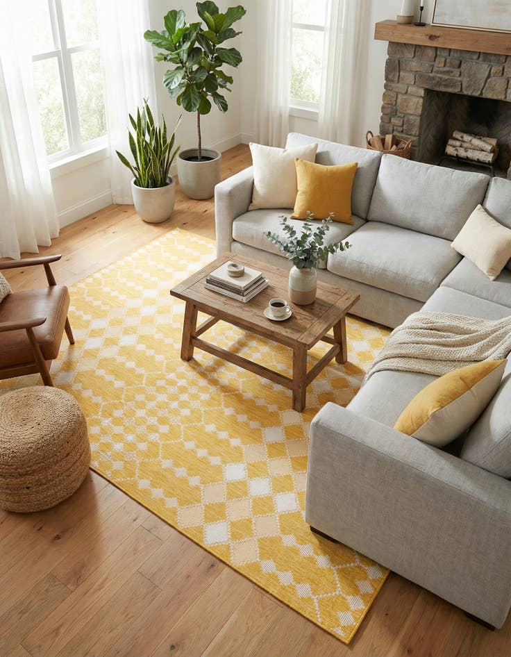Detail image of  9' x 12'  Washable Lattice Indoor / Outdoor Rug