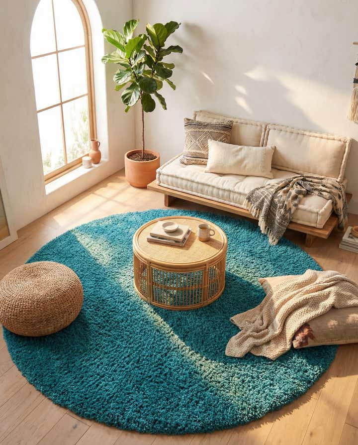 7' 10 x 7' 10 Solid Shag Round Rug