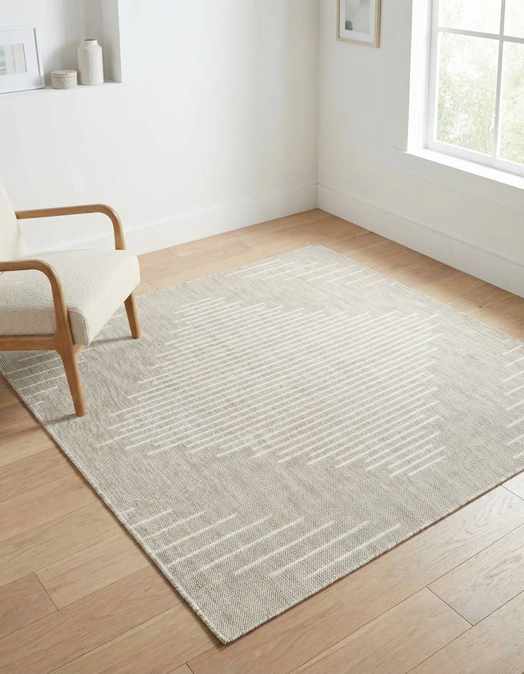 Detail image of 5' 3 x 5' 3  Washable Modern Indoor / Outdoor Square Rug