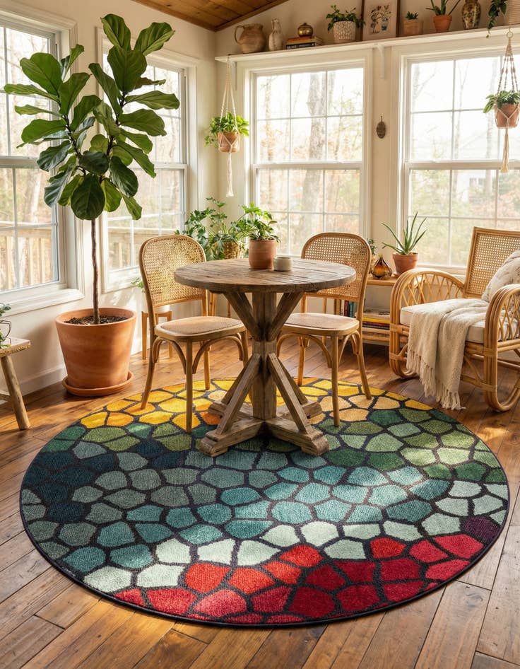 Detail image of 6' x 6'  Washable Casablanca Round Rug