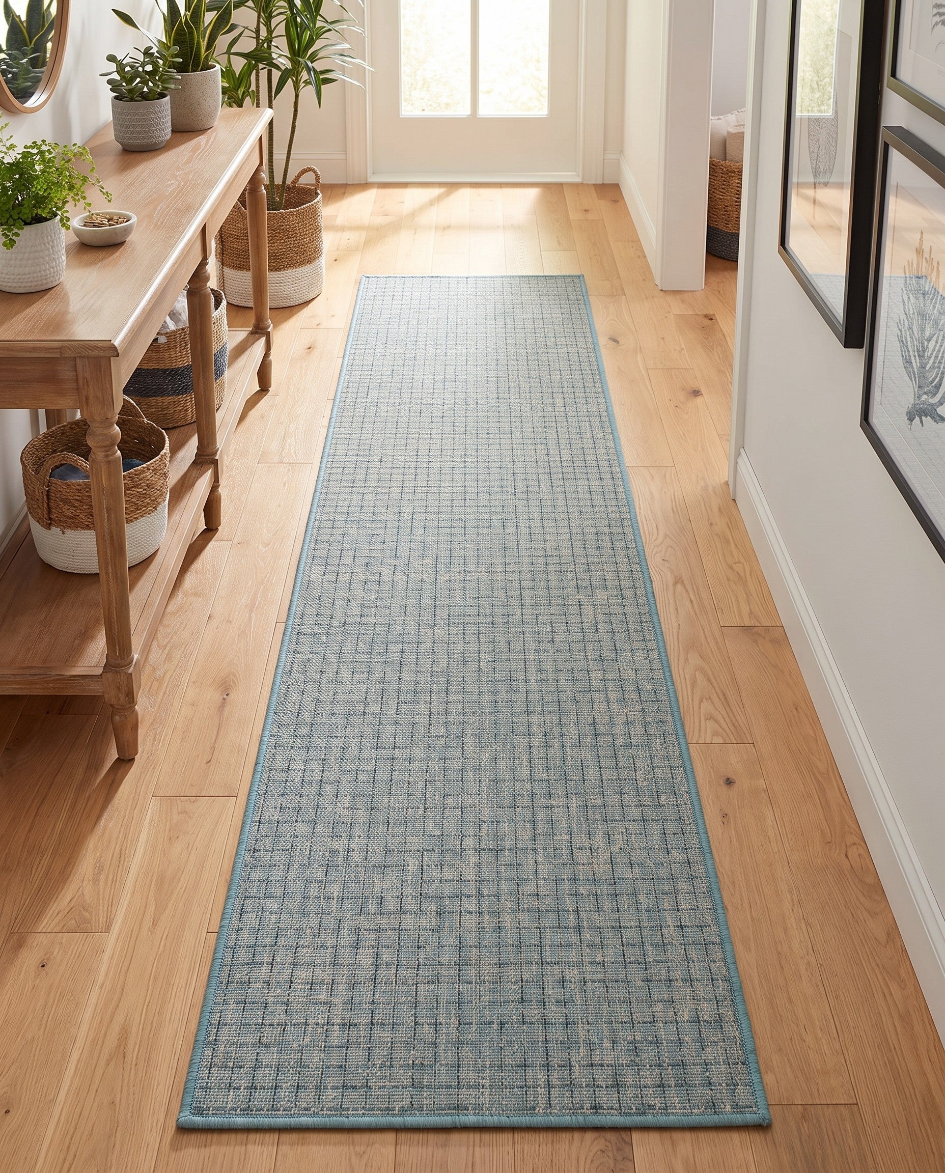 2' x 8' Easy-Clean Checkered Indoor / Outdoor Runner Rug