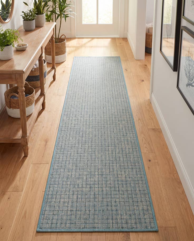 Detail image of 2' x 8' Easy-Clean Checkered Indoor / Outdoor Runner Rug