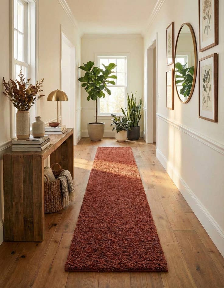 Detail image of 2' 7 x 14' Solid Shag Runner Rug