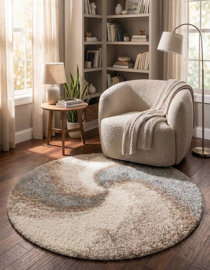 Detail image of 5' 3 x 5' 3 Soft Touch Shag Round Rug