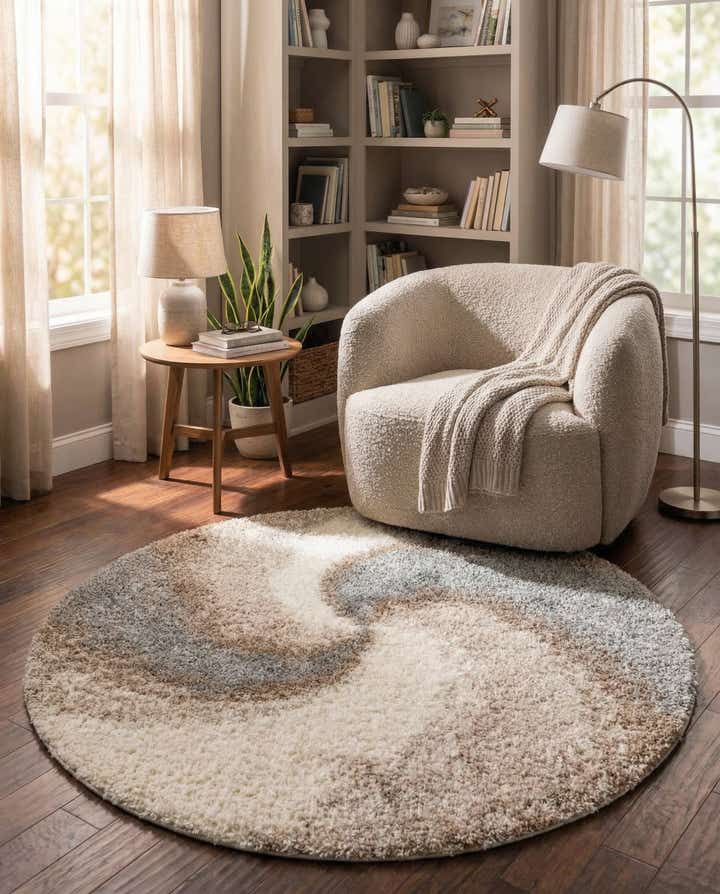 5' 3 x 5' 3 Soft Touch Shag Round Rug