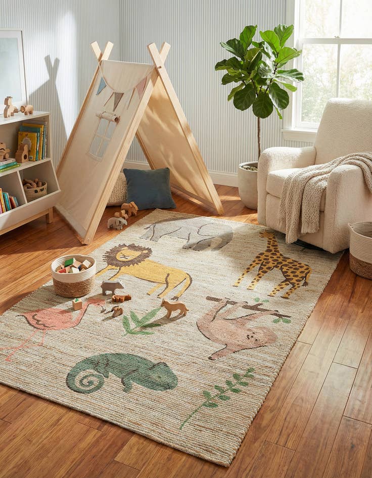 Detail image of  5' 1 x 8'  Hand Woven Chenille Jute Rug