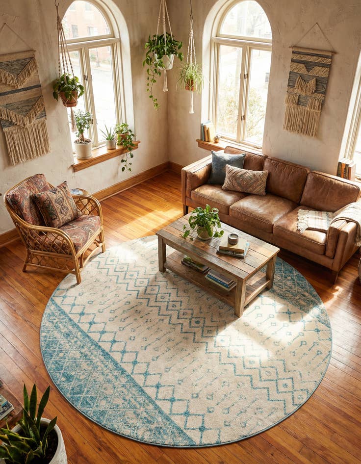 Detail image of 10' x 10' Moroccan Trellis Round Rug