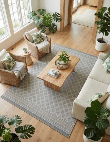 9' x 12' Easy-Clean Lattice Indoor / Outdoor Rug