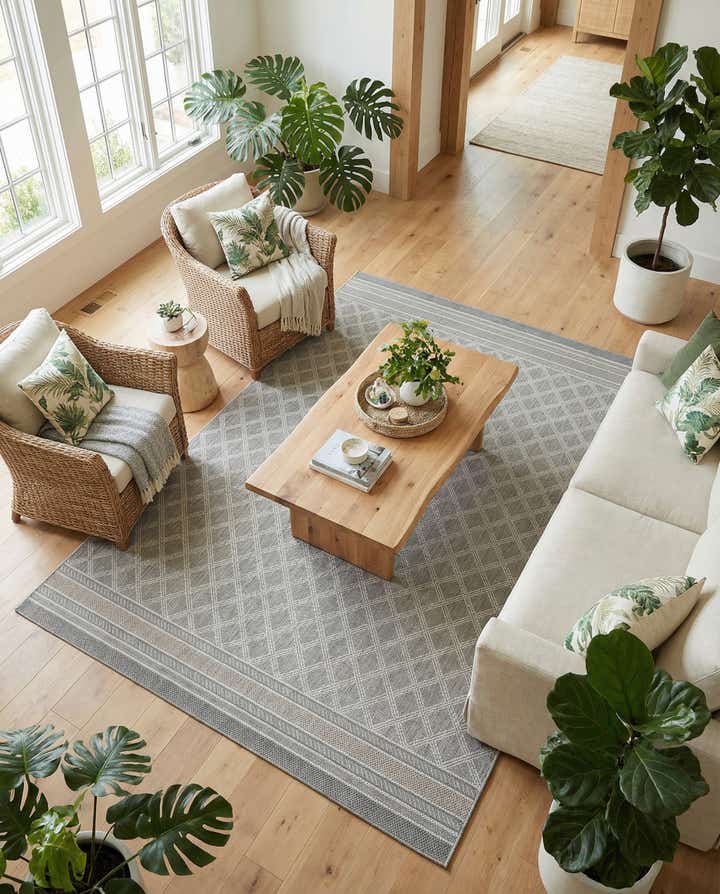 9' x 12' Easy-Clean Lattice Indoor / Outdoor Rug