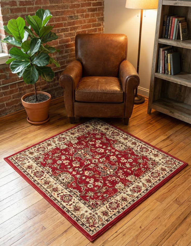 Detail image of 4' x 4' Kashan Design Square Rug