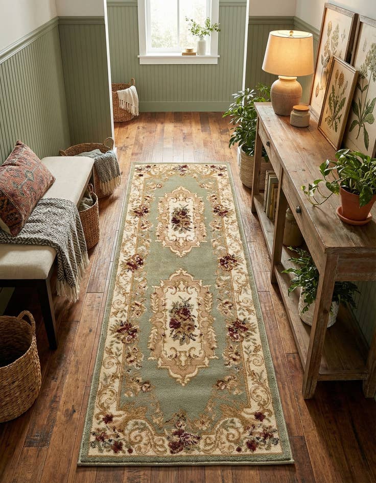 Detail image of 2' x 5' 3 Classic Aubusson Runner Rug