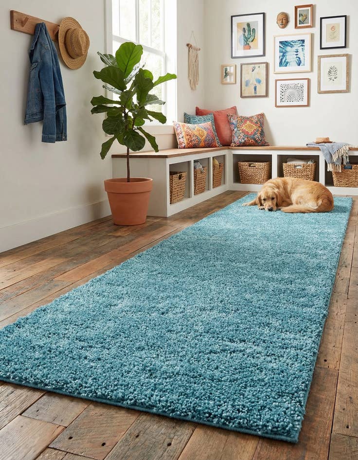 Detail image of 2' 7 x 13' Soft Solid Shag Runner Rug