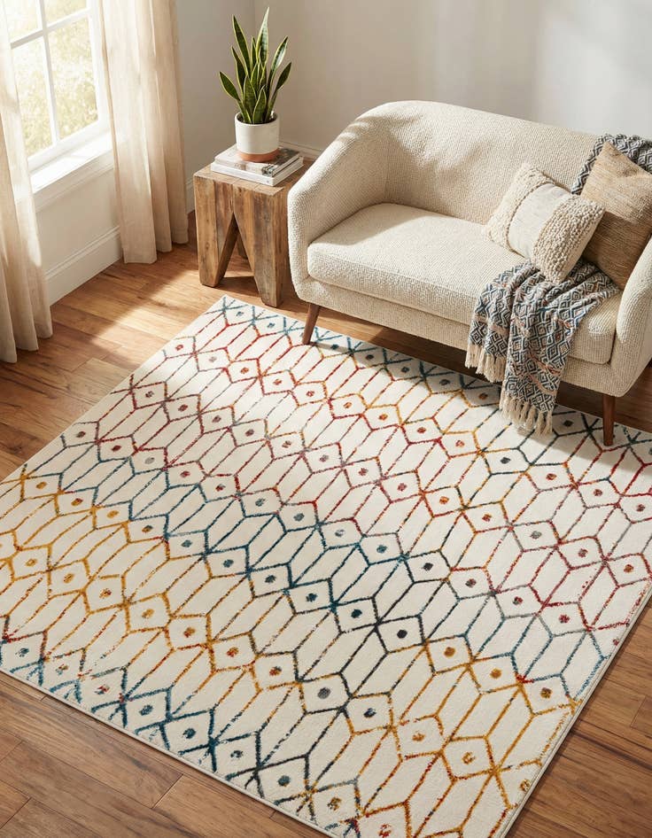 Detail image of 5' 3 x 5' 3 Lattice Trellis Square Rug