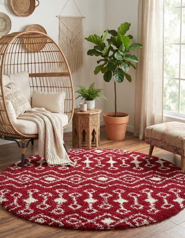 6' x 6' Moroccan Trellis Shag Round Rug