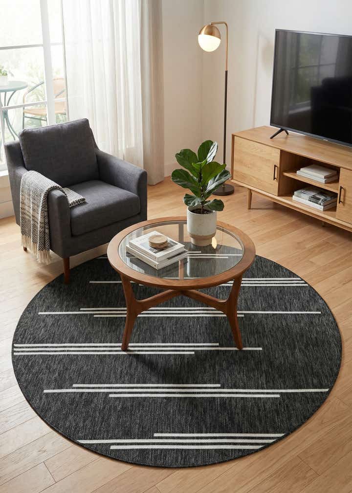 6' x 6' Easy-Clean Modern Indoor / Outdoor Round Rug